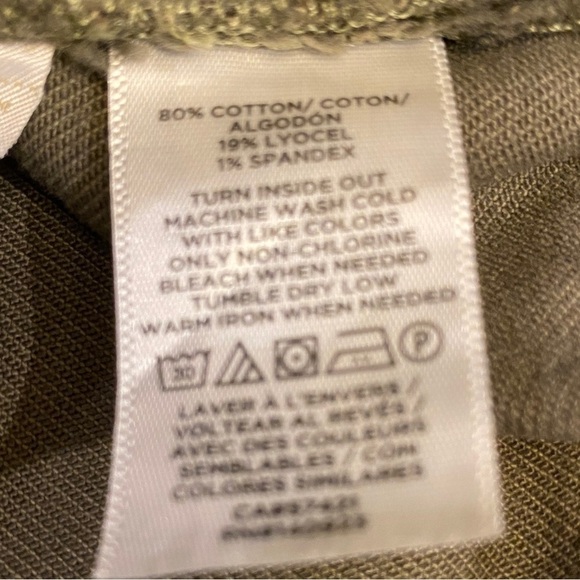 LOFT 0 (25) Wide Leg Pants Jeans High Rise Cropped Olive Green Stretch 2022 - Picture 6 of 10